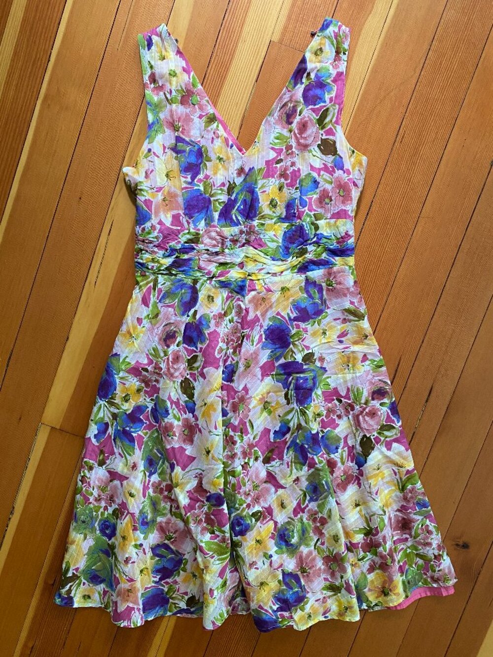 Vintage 90s Robbie Bee Sleeveless Floral V-Neck Midi Dress - Size 10 / Medium